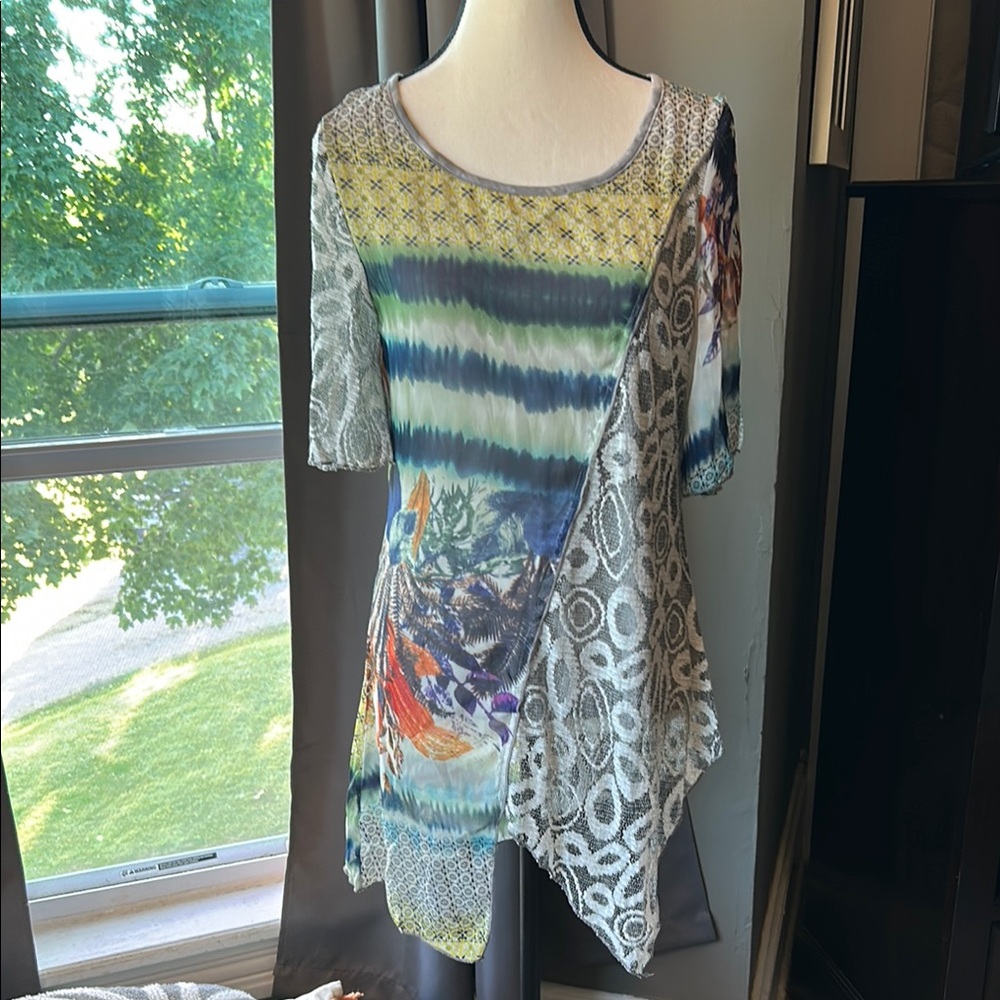 Multicolor Asymmetrical Tunic Top